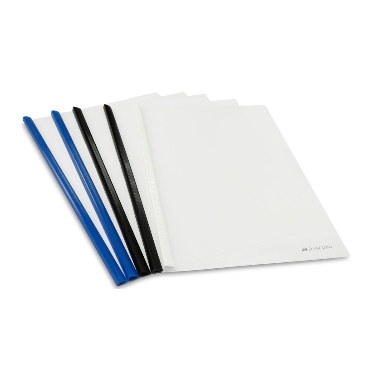 FABER-CASTELL - Cover File A4 Sujetador 2 Azules 2 Negros 1 Blanco Set X5