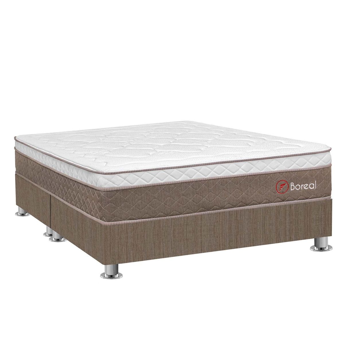 FORLI - Cama Box Tarima Boreal Pocket Ss Queen + 2 Almohadas Viscoelásticas + Protector