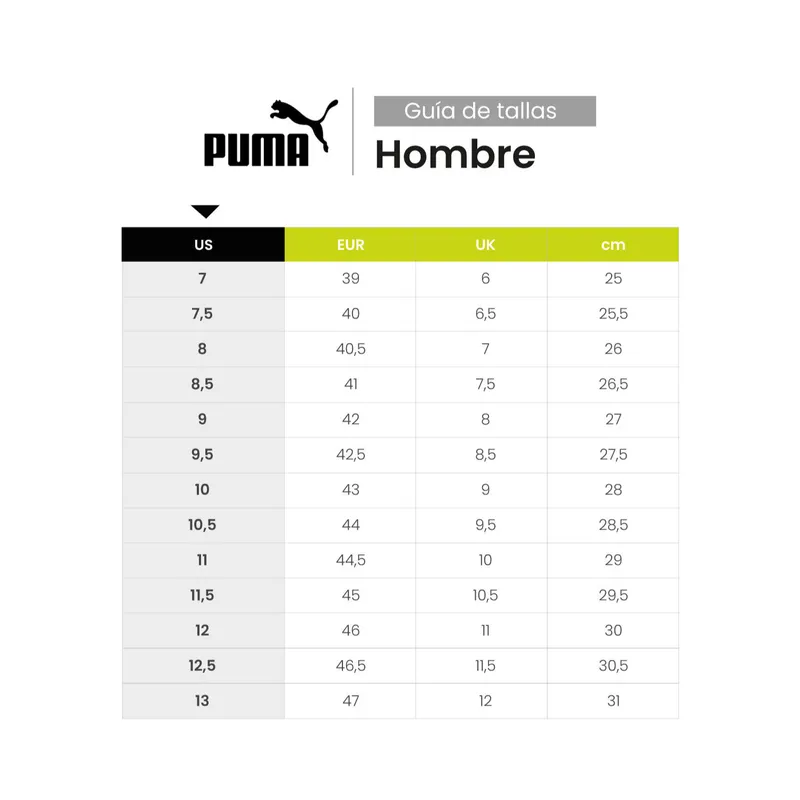 Tabla De Tallas Tenis Puma Mujer Tallas Tenis Puma Mujer Talla Puma