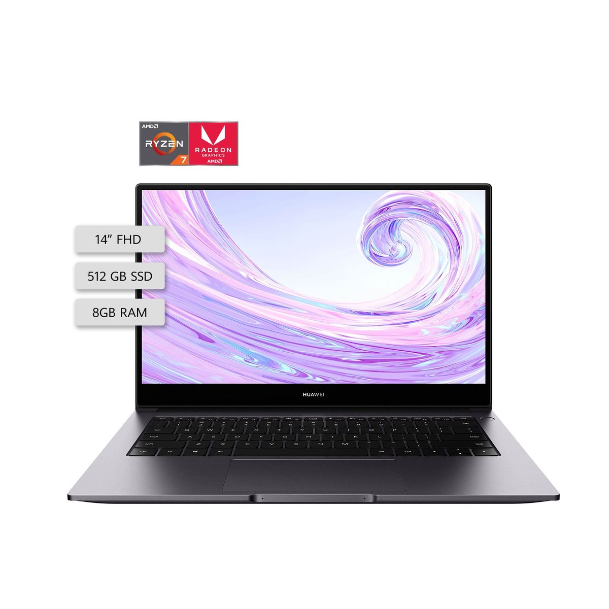 HUAWEI - Laptop Huawei Matebook D 14" Ryzen 7 8GB RAM 512GB SSD + Office 365 1 Año