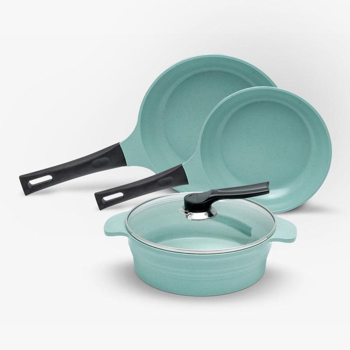 QUALITY PRODUCTS - Jade Cook - Set de Ollas y Sartenes con Cerámica y Polvo de Jade