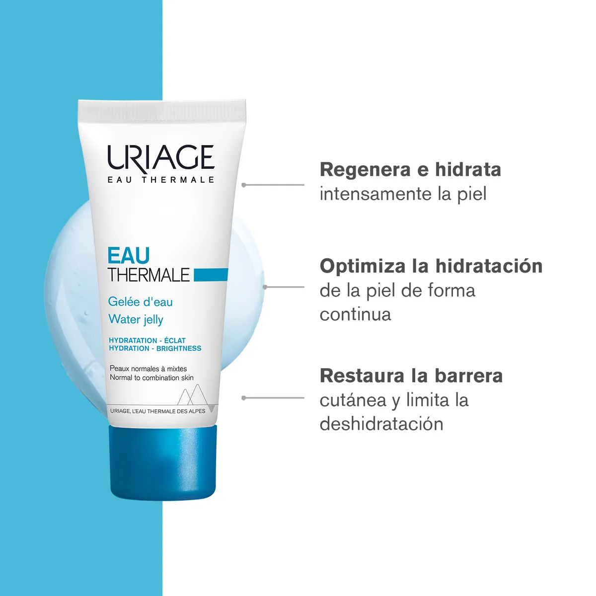 URIAGE - Uriage EAU Thermale Gel de Agua 40 ml - Gel hidratante para pieles mixtas a grasas