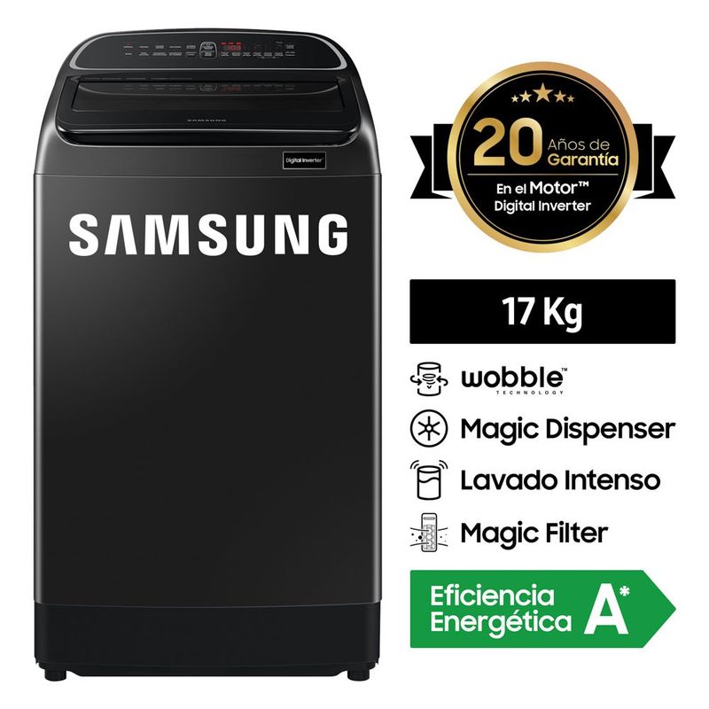 SAMSUNG - Lavadora Eco Inverter 17 kg Negra