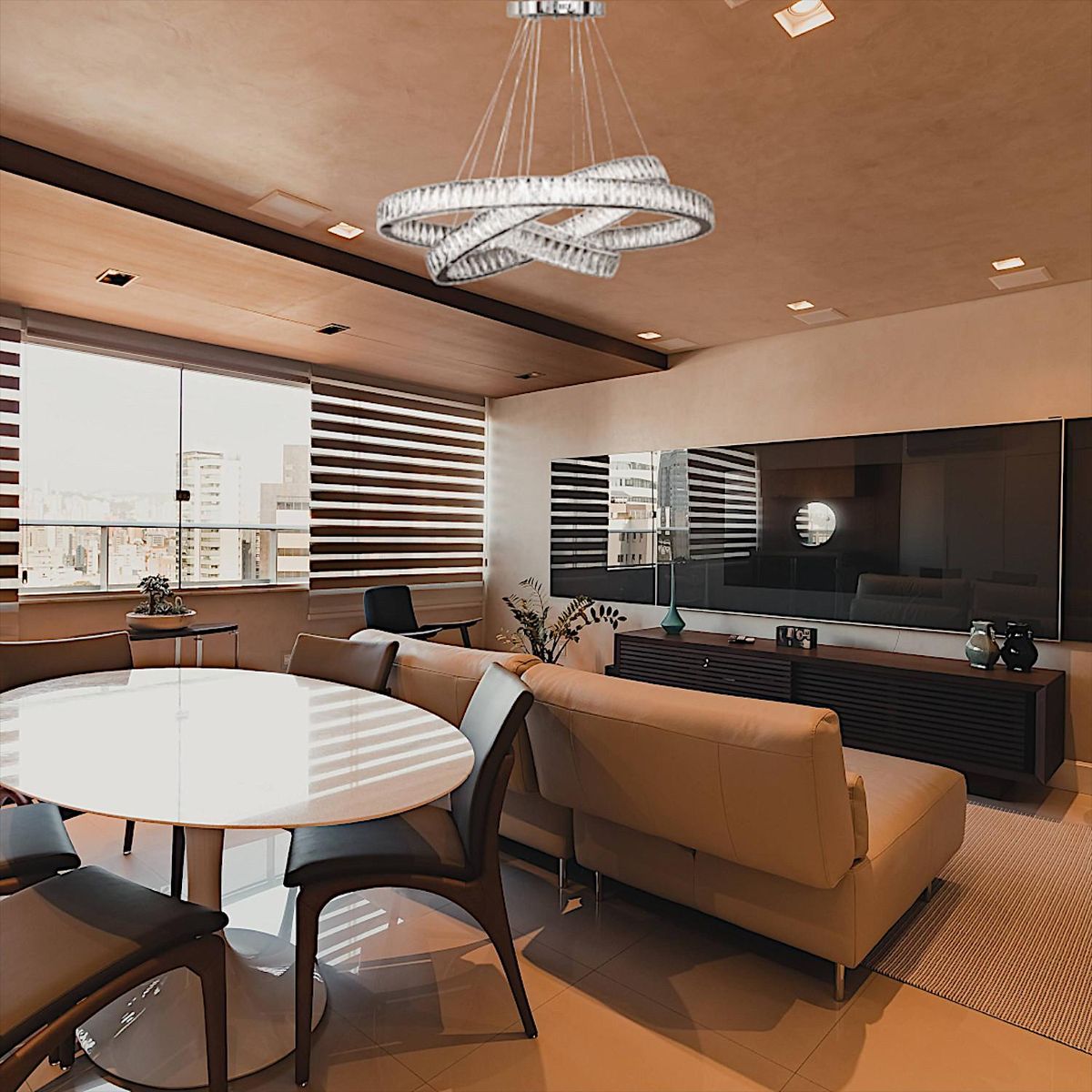 LA ROCHELLI - Lámpara de Cristal con 3 Aro Cinta Led Luz Blanca