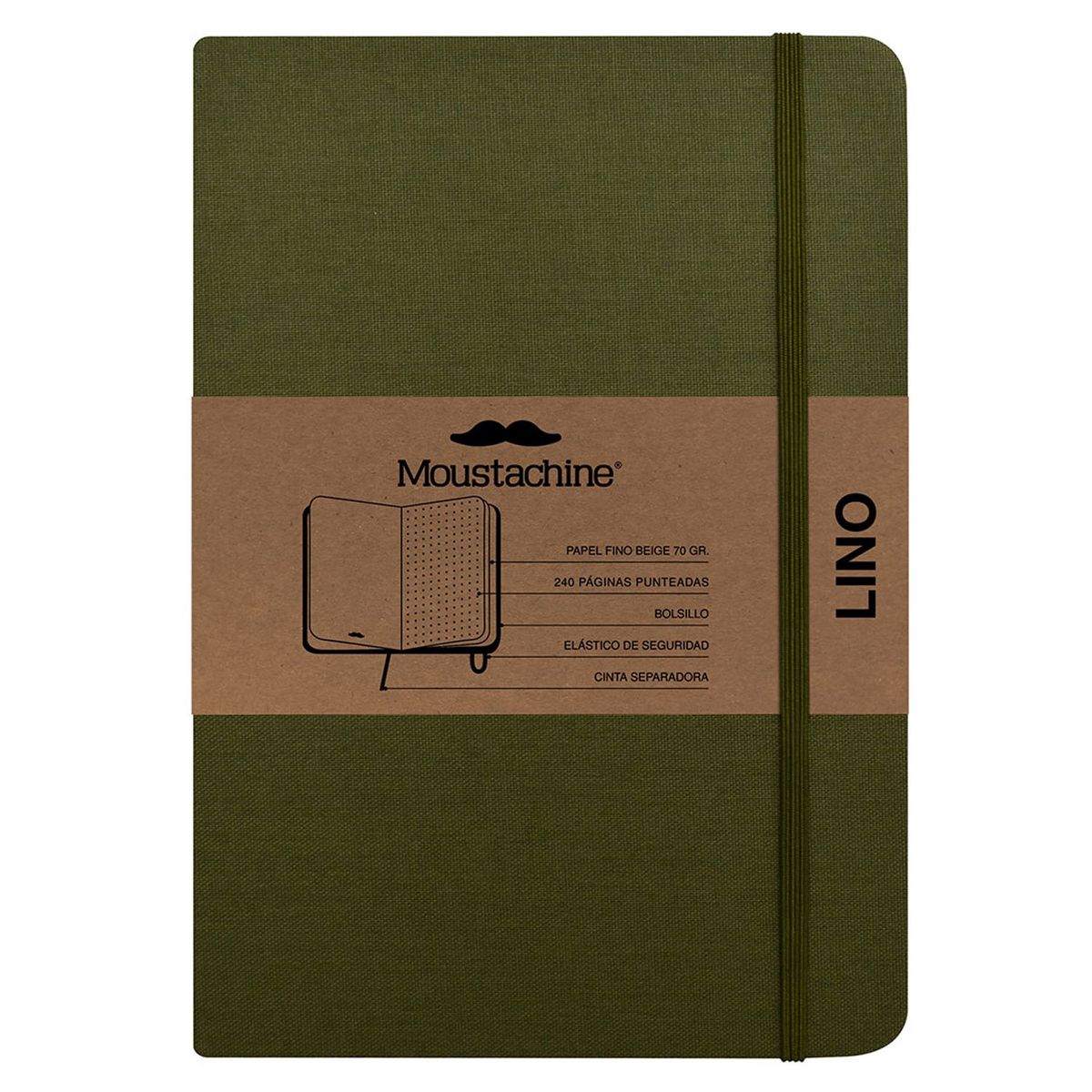 MOUSTACHINE - Libreta Classic Mediano Punteado Verde Militar
