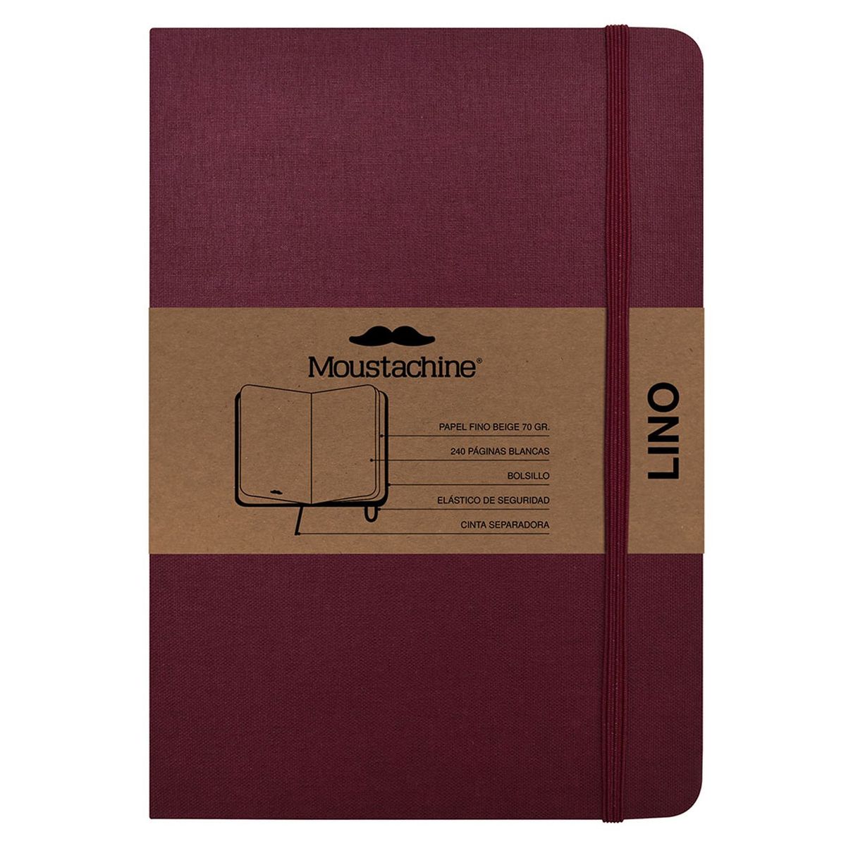 MOUSTACHINE - Libreta Classic Mediano Blanco Vino