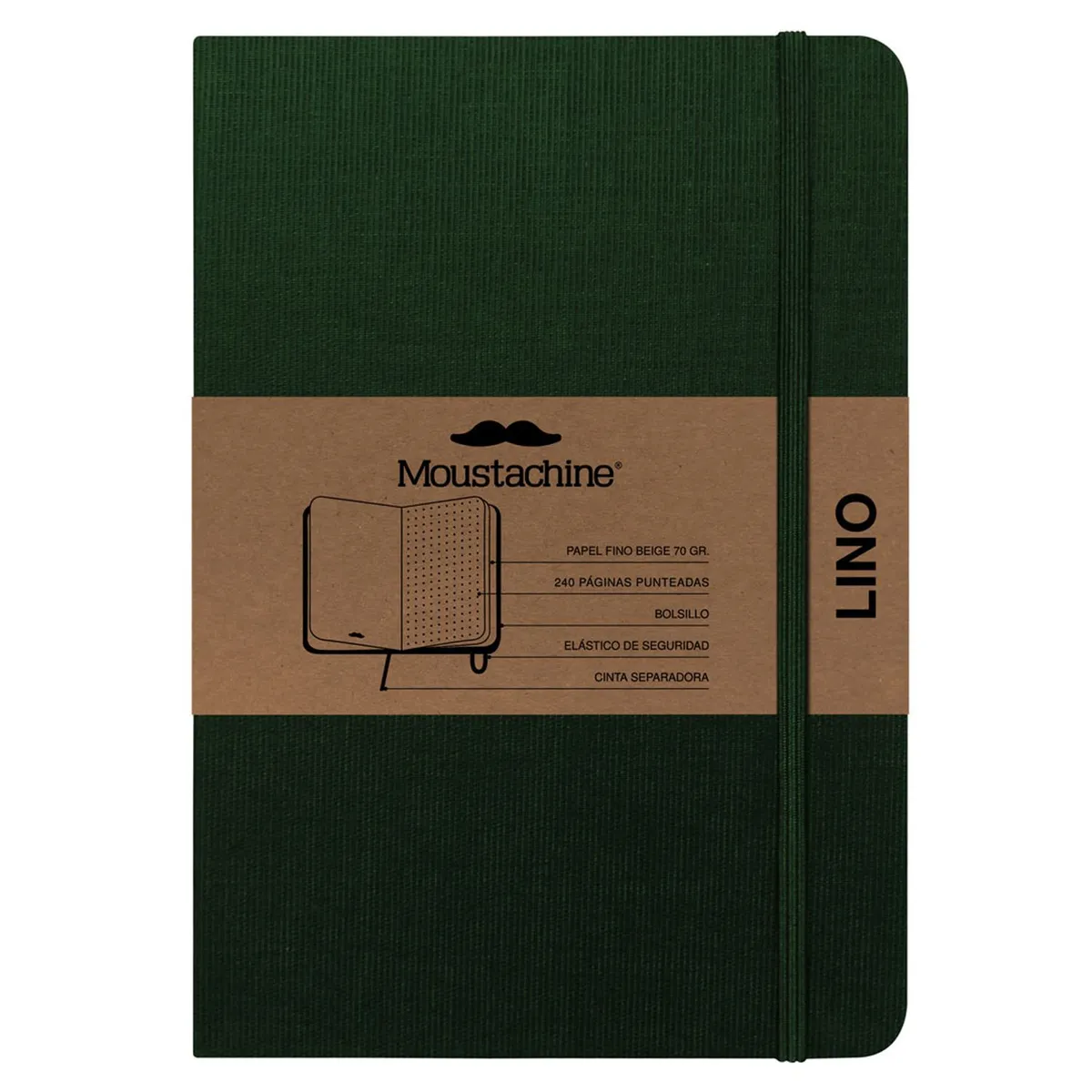 MOUSTACHINE - Libreta Classic Mediano Punteado Verde Oscuro
