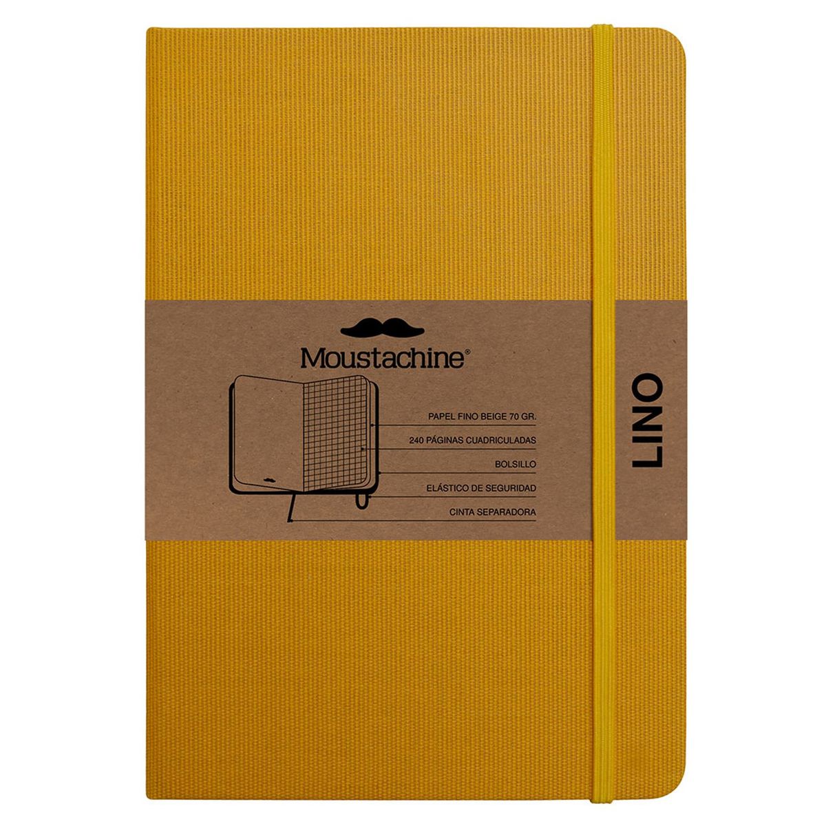 MOUSTACHINE - Libreta Classic Mediano Cuadriculado Amarillo