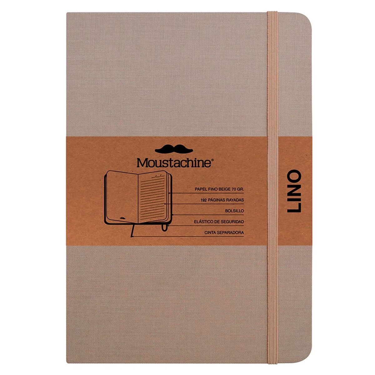 MOUSTACHINE - Libreta Classic Pocket  Rayado Habano Claro