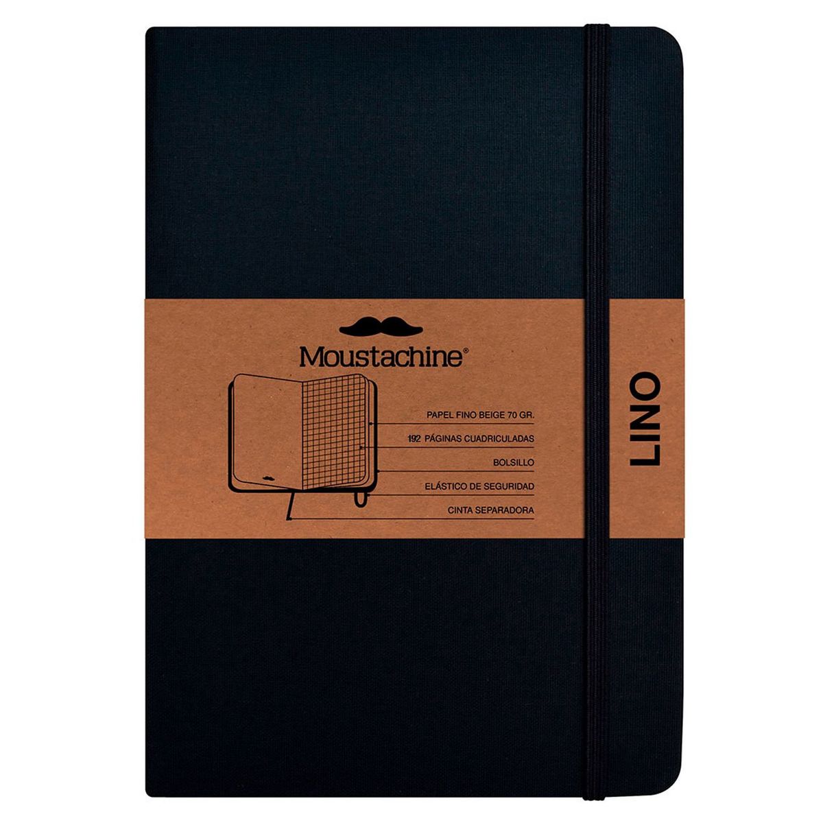 MOUSTACHINE - Libreta Classic Pocket Cuadriculado Negro