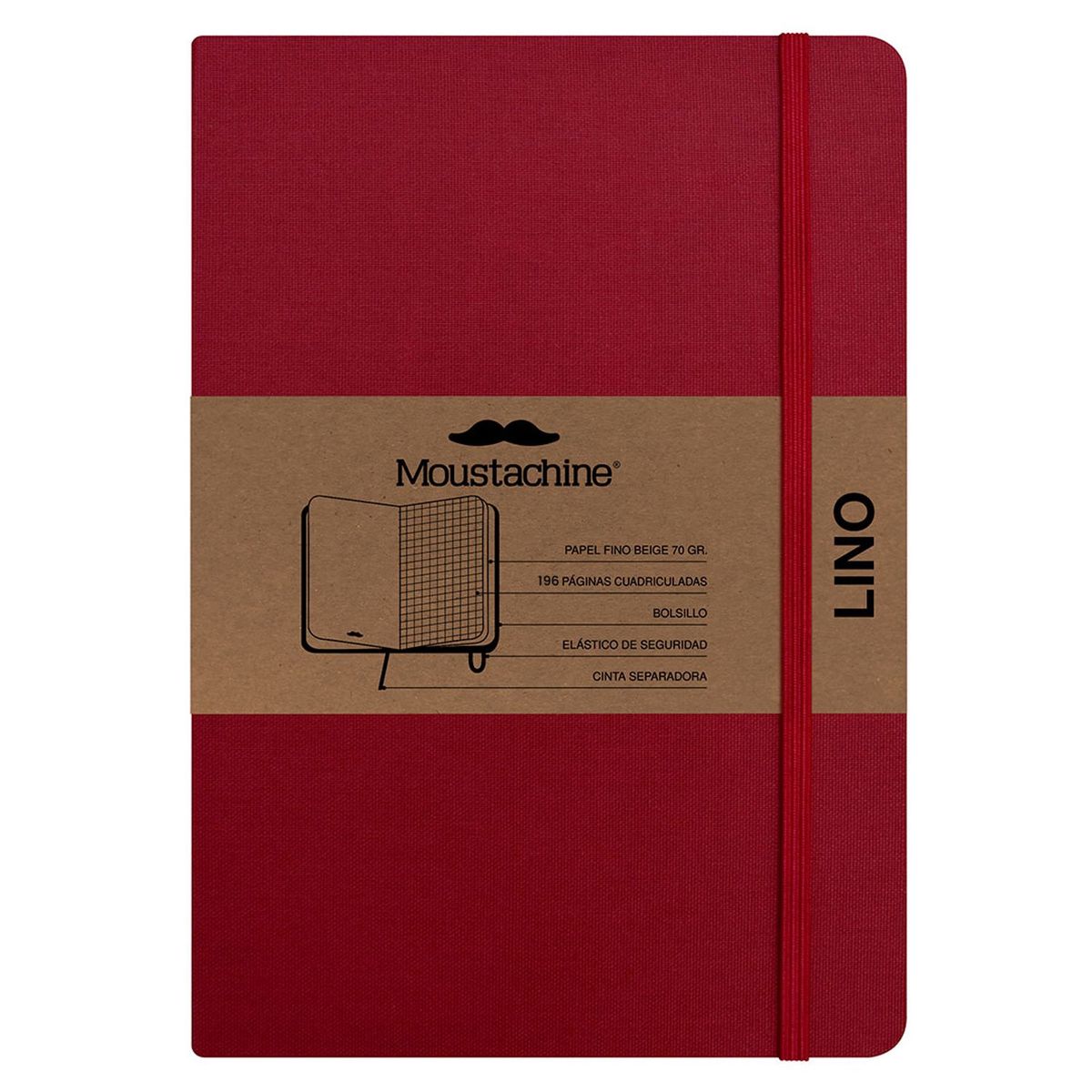 MOUSTACHINE - Libreta Classic Pocket Cuadriculado Rojo