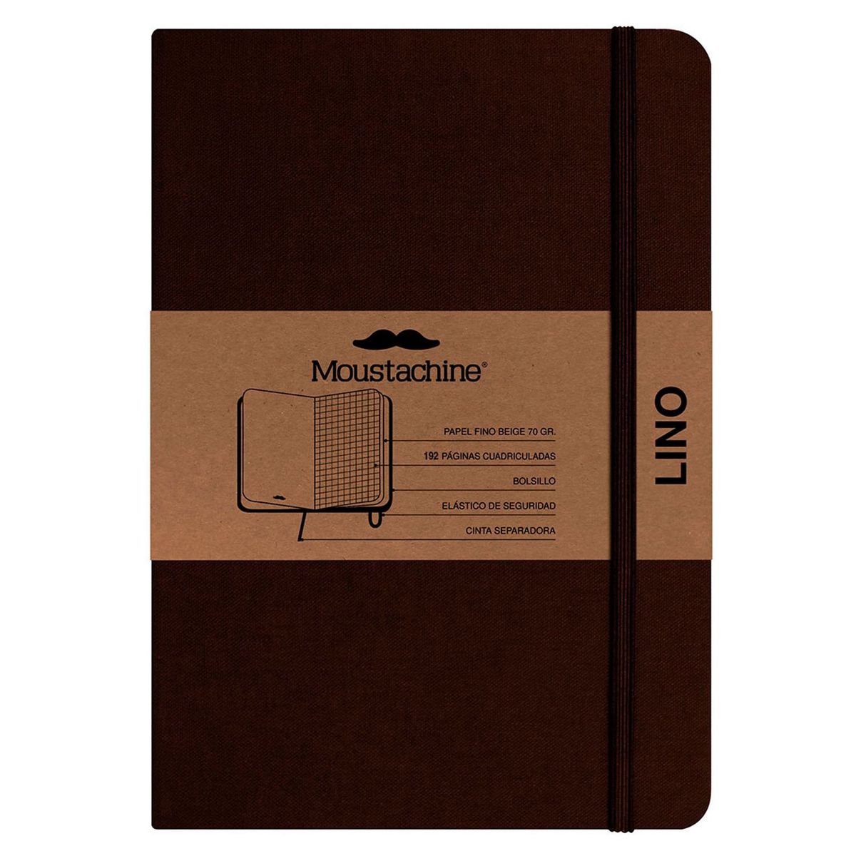 MOUSTACHINE - Libreta Classic Pocket Cuadriculado Marron