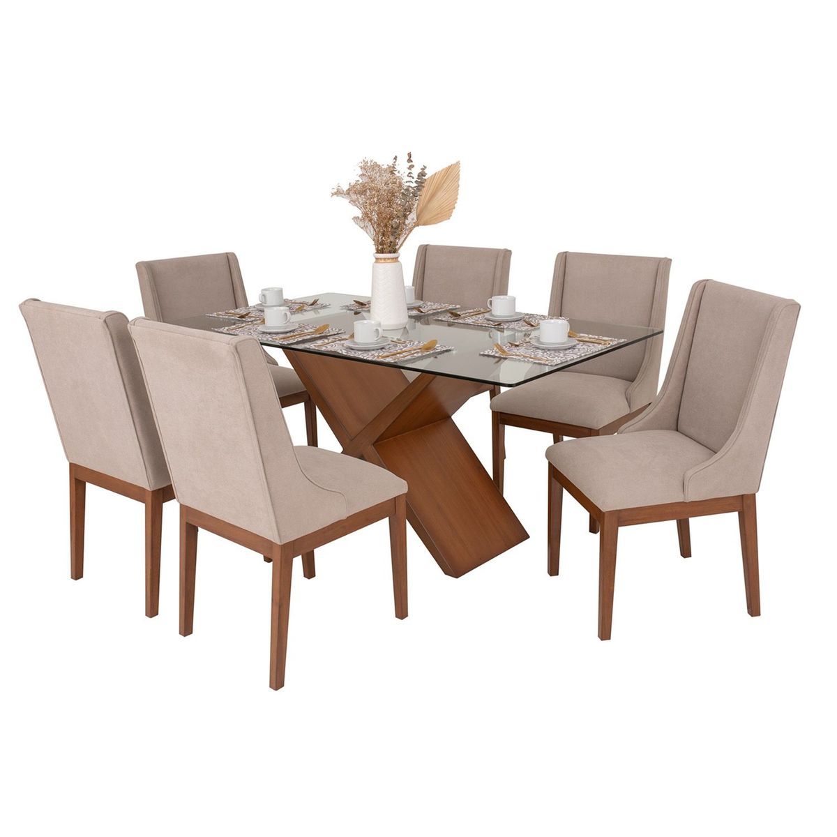 MICA - Juego de Comedor Equis 6 Sillas