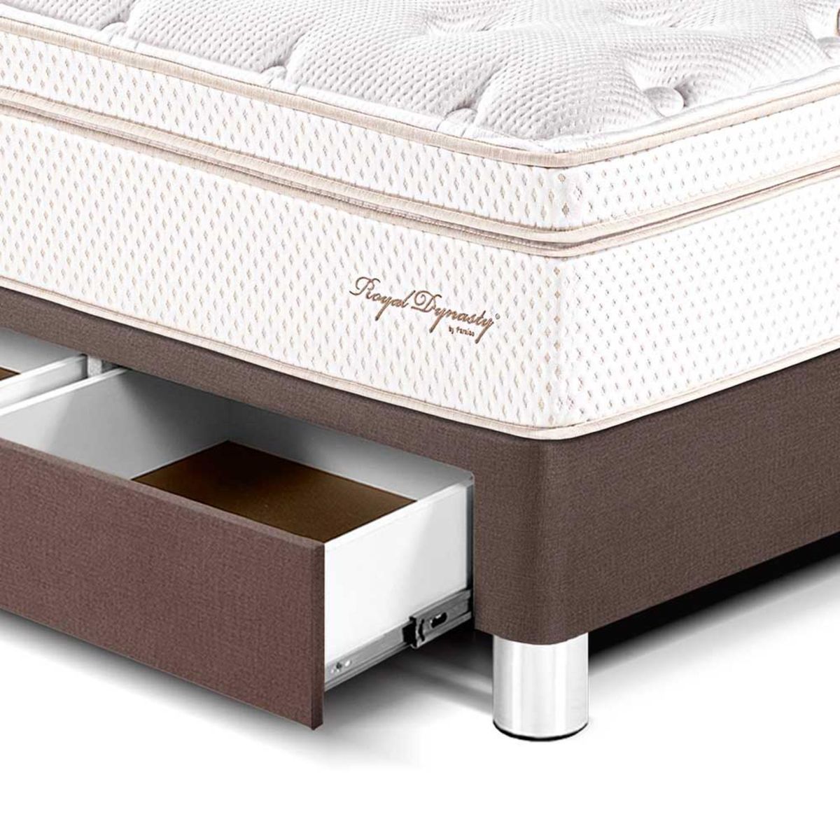 PARAISO - Cama con Cajones Royal Dynasty Queen + 2 Almohadas Viscoelásticas + Protector