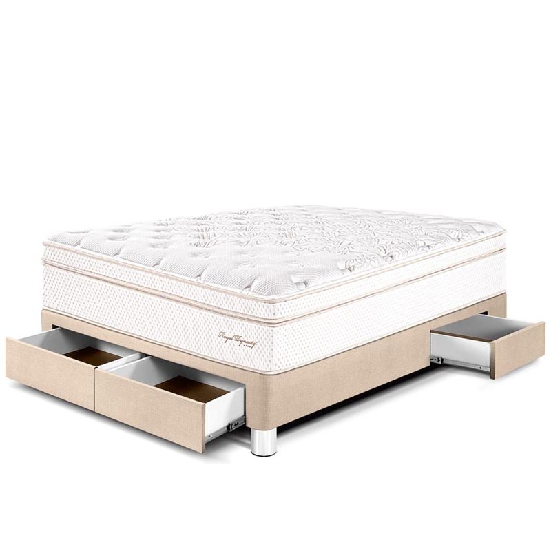 PARAISO - Cama con Cajones Royal Dynasty 2 Plz + 2 Almohadas Viscoelásticas + Protector