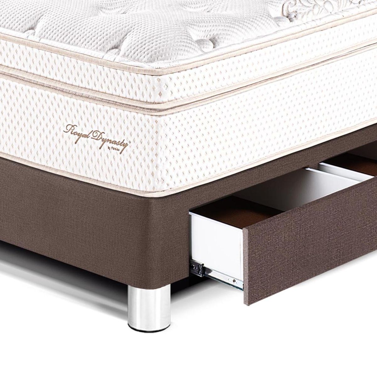 PARAISO - Dormitorio Con Cajones Royal Dynasty 1.5 Plz Chocolate + 1 Almohada Viscoelástica