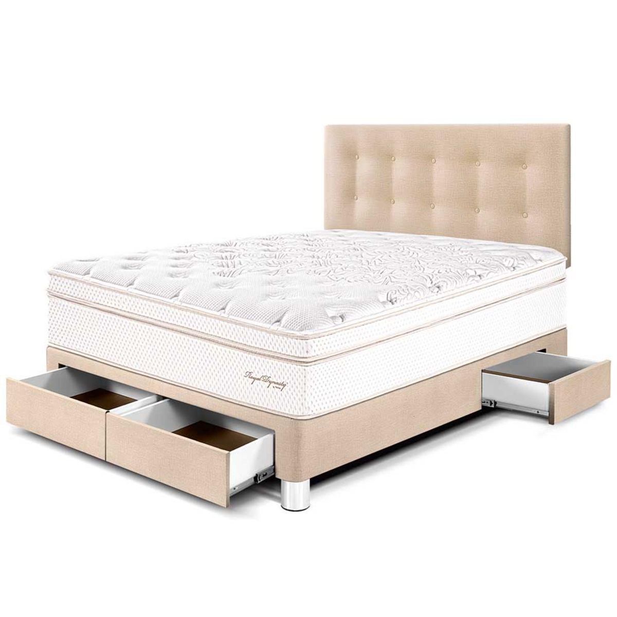 PARAISO - Dormitorio con Cajones Royal Dynasty 2 Plz + 2 Almohadas Viscoelásticas + Protector