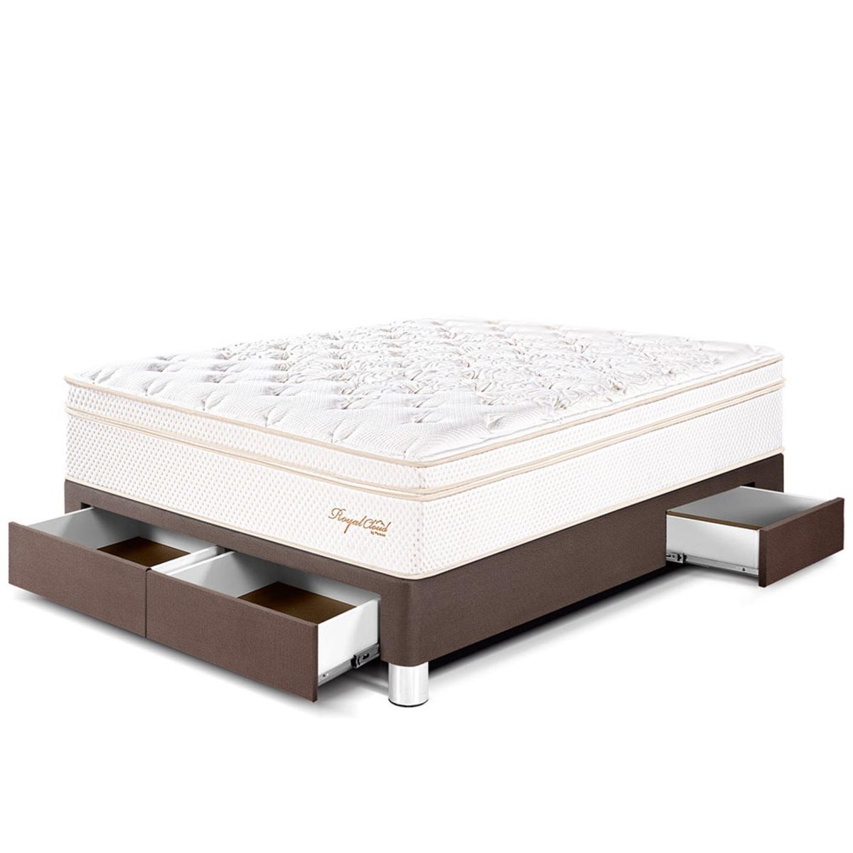 PARAISO - Cama con Cajones Royal Cloud 2 Plz + 2 Almohadas Viscoelásticas + Protector