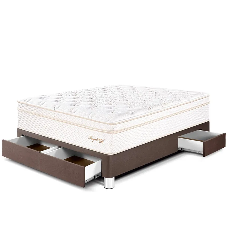 PARAISO - Cama con Cajones Royal Cloud 2 Plz + 2 Almohadas Viscoelásticas + Protector