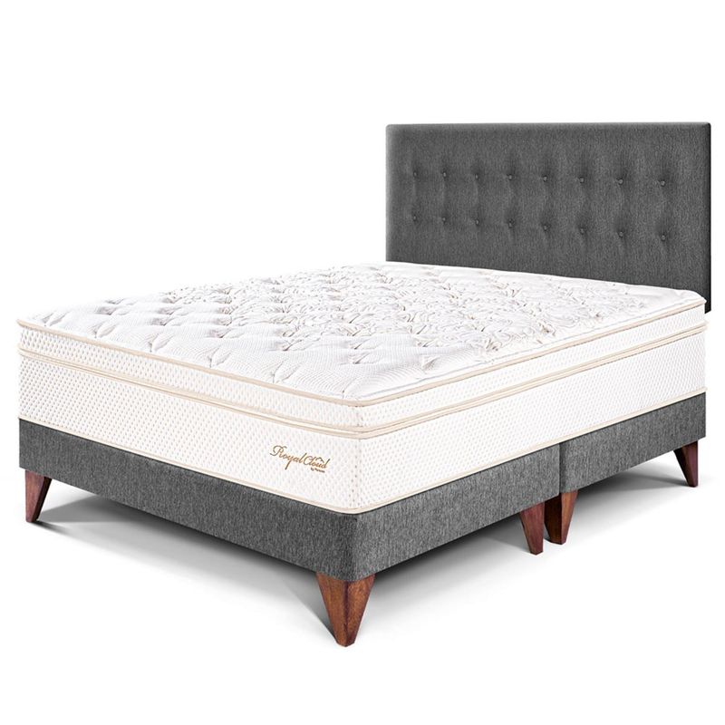 PARAISO - Dormitorio Europeo Royal Cloud King + 2 Almohadas Viscoelásticas + Protector