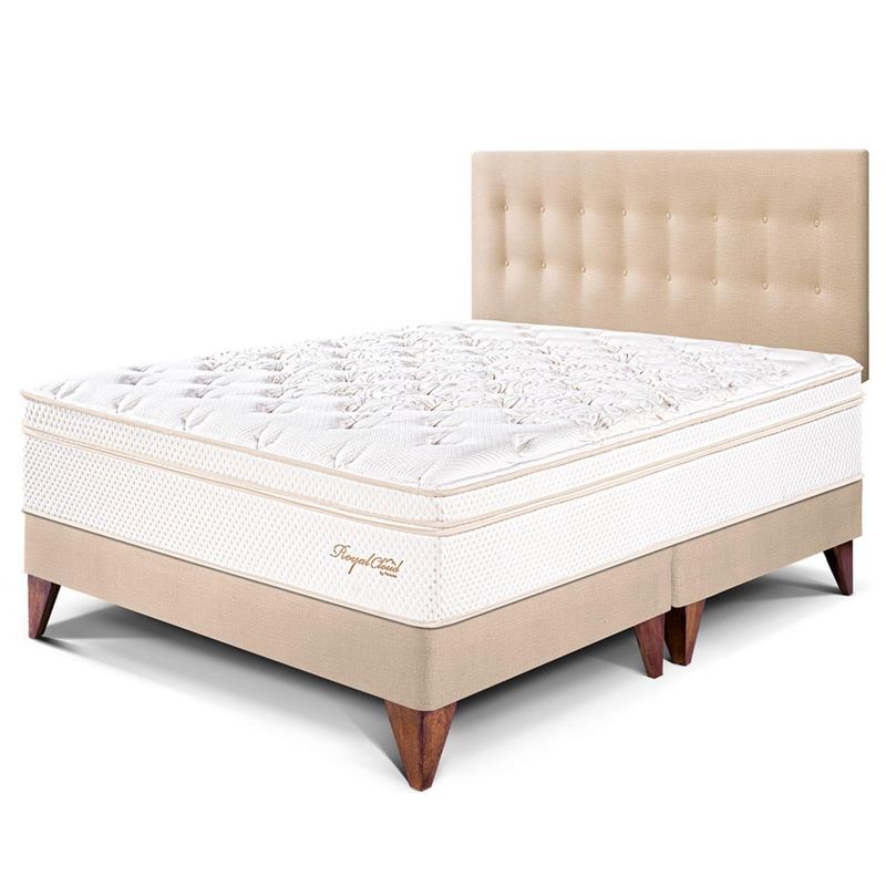PARAISO - Dormitorio Europeo Royal Cloud King + 2 Almohadas Viscoelásticas + Protector