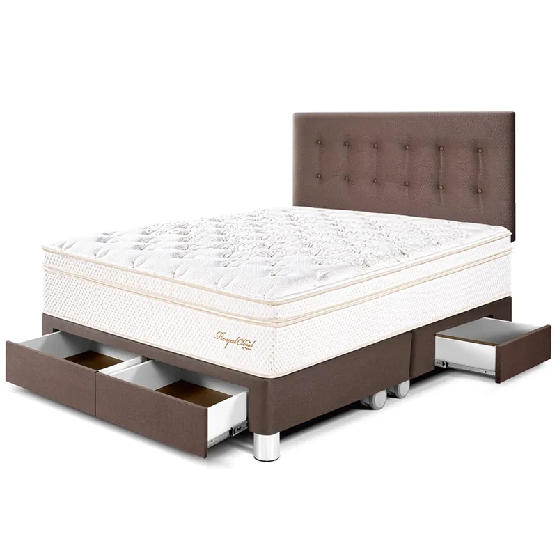 PARAISO - Dormitorio con Cajones Royal Cloud Queen + 2 Almohadas Viscoelásticas + Protector