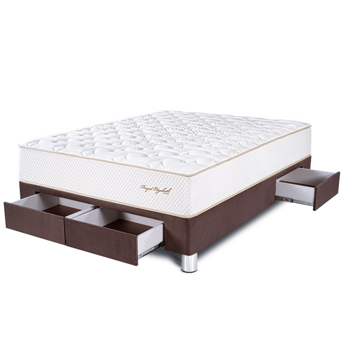 PARAISO - Cama Con Cajones Royal Elizabeth 2 Plz + 2 Almohadas Viscoelásticas + Protector