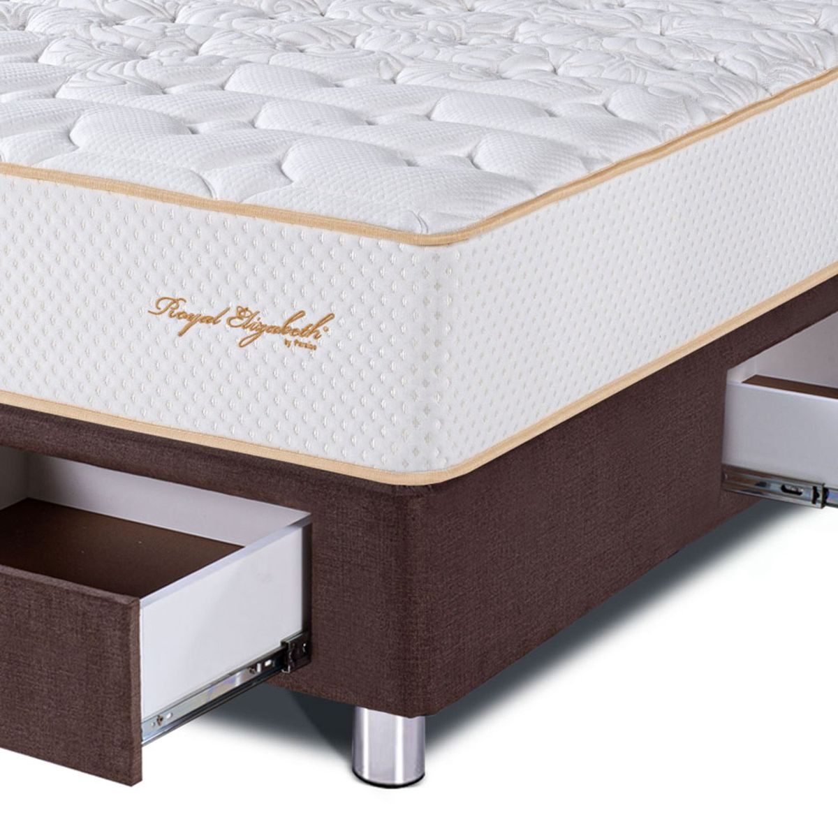 PARAISO - Cama Con Cajones Royal Elizabeth 2 Plz + 2 Almohadas Viscoelásticas + Protector