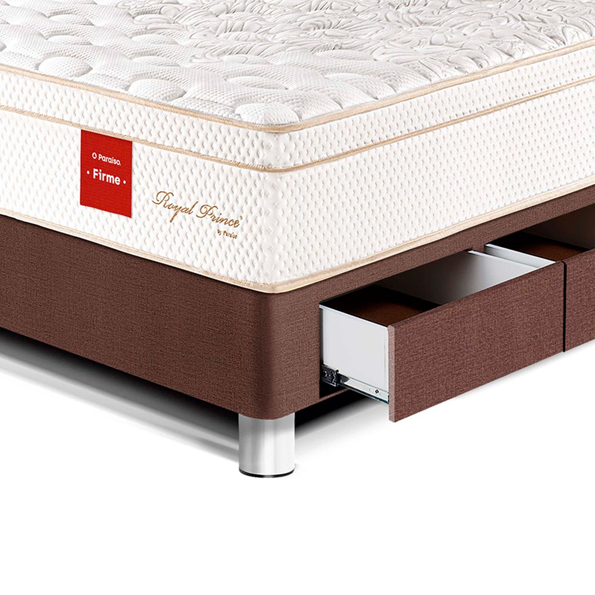 PARAISO - Cama Con Cajones Royal Prince Firme 1.5 Plz + 1 Almohada Viscoelástica
