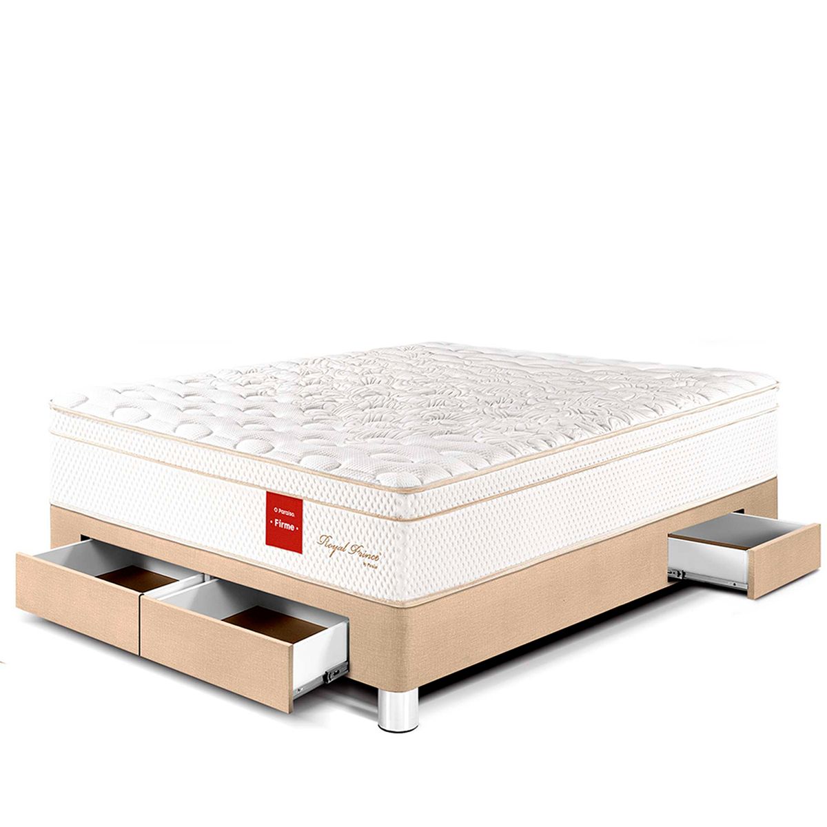 PARAISO - Cama Con Cajones Royal Prince Firme 2 Plz + 2 Almohadas Viscoelásticas + Protector