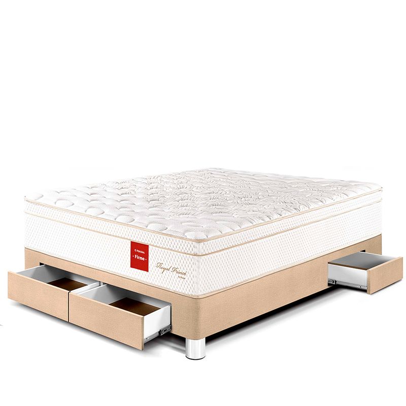 PARAISO - Cama Con Cajones Royal Prince Firme 2 Plz + 2 Almohadas Viscoelásticas + Protector