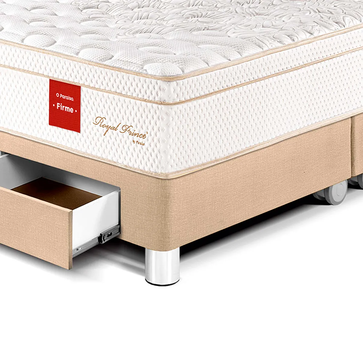 PARAISO - Cama Con Cajones Royal Prince Fime King + 2 Almohadas Viscoelásticas + Protector