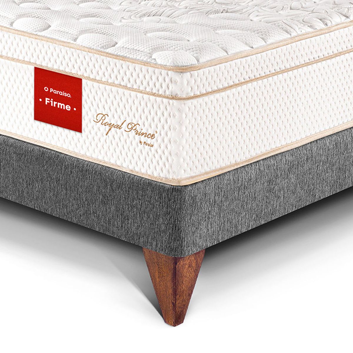 PARAISO - Dormitorio Europeo Royal Prince Firme 1.5 Plz Gris + 1 Almohada Viscoelástica