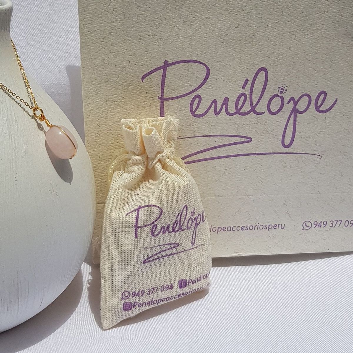 PENELOPE ACCESORIOS - Collar Cuarzo Rosa.