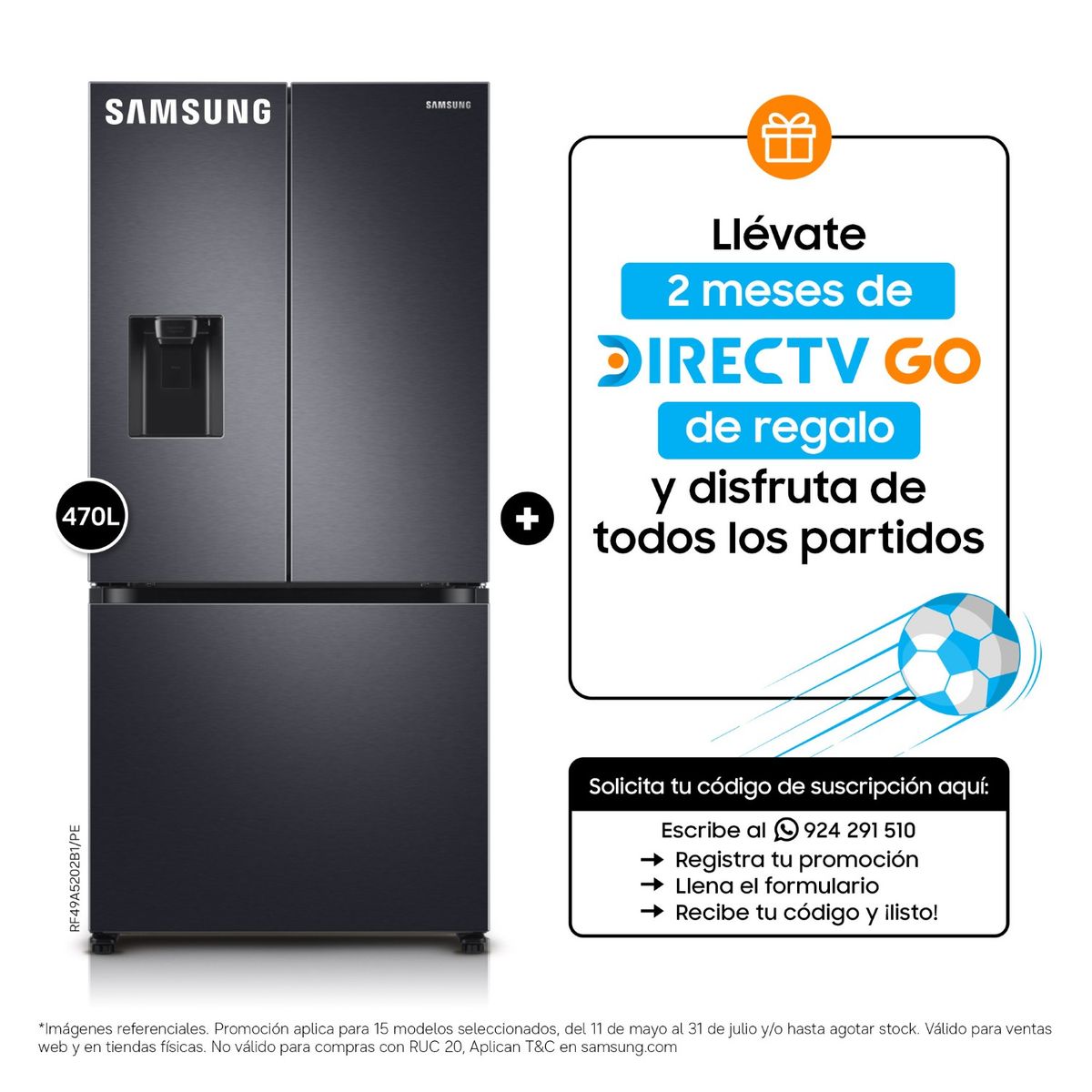 SAMSUNG - Refrigeradora French Door 470L RF49A5202B1/PE Samsung