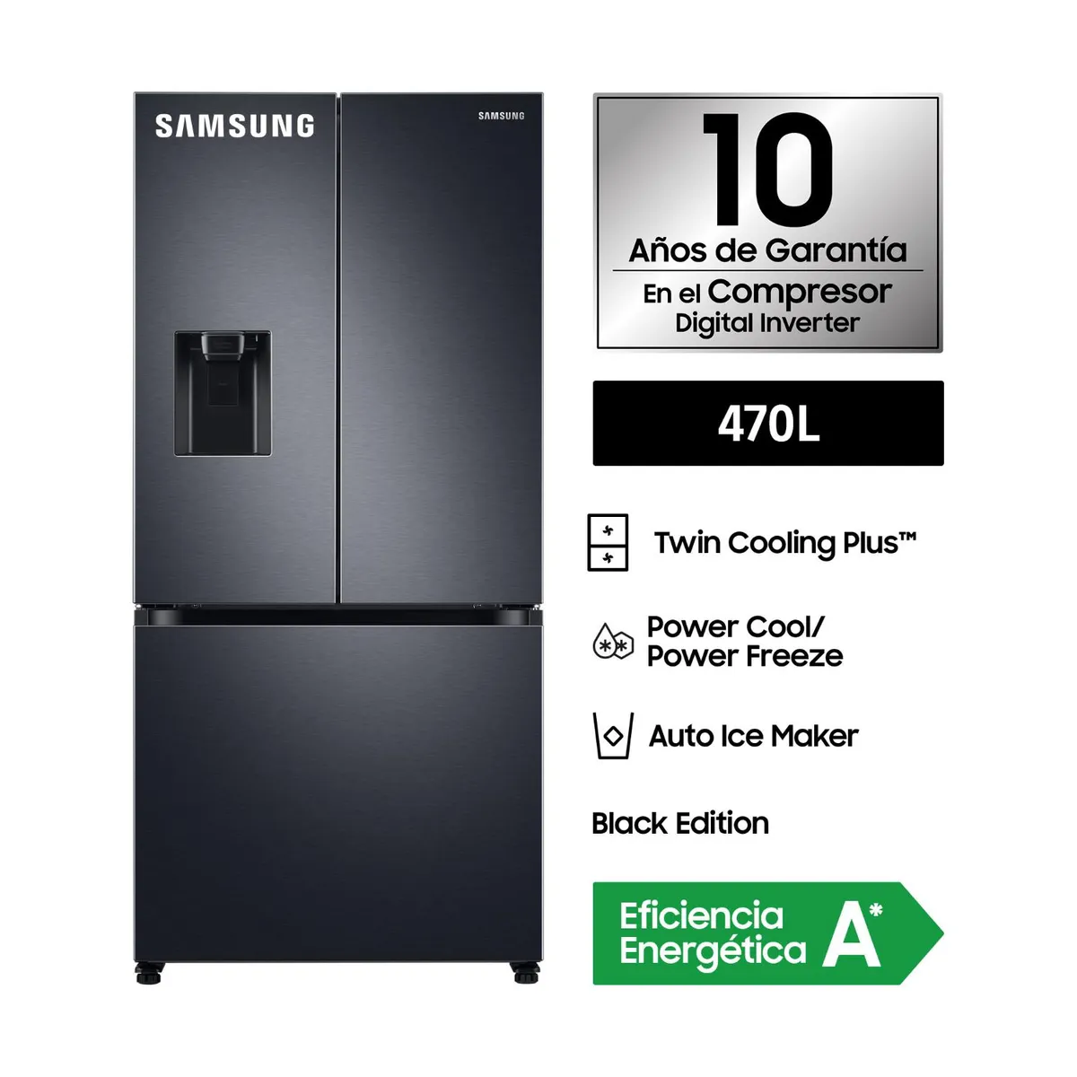 SAMSUNG - Refrigeradora French Door 470L RF49A5202B1/PE Samsung