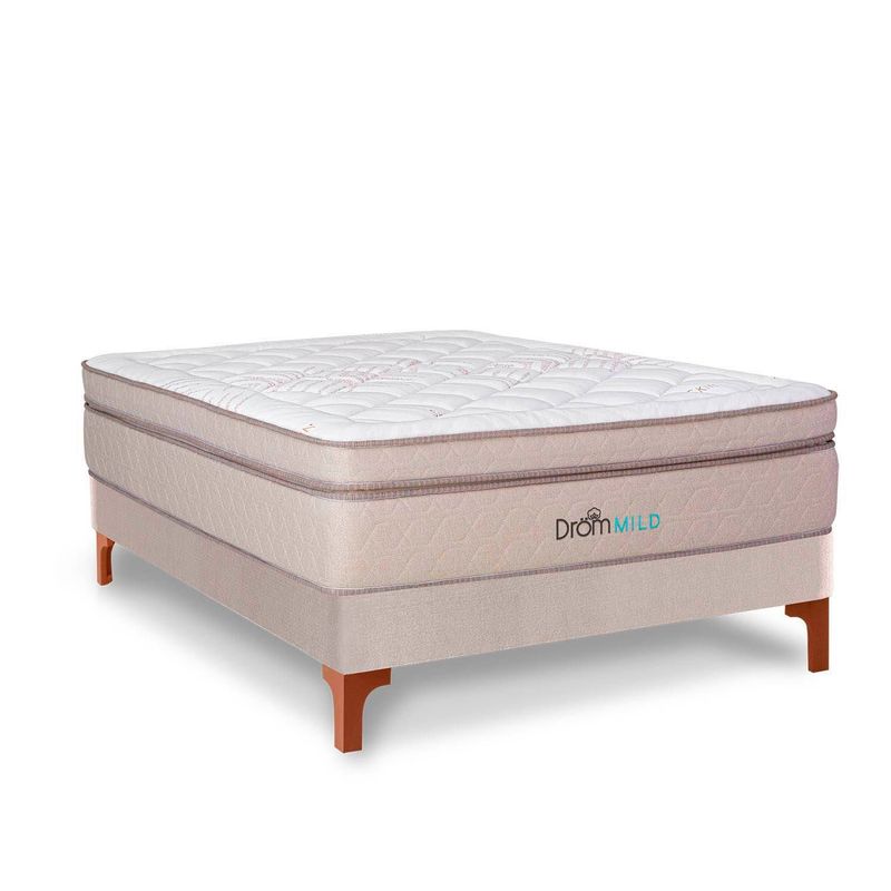 DROM - Cama Europea Mild 2 Plz + 2 Almohadas Viscoelásticas + Protector.