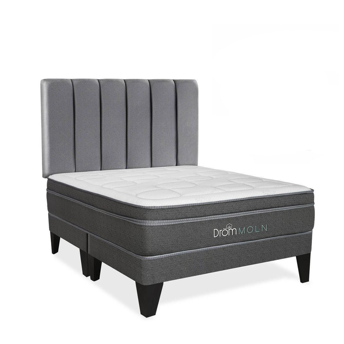 DROM - Dormitorio Europeo Moln Queen + 2 Almohadas Viscoelásticas + Protector