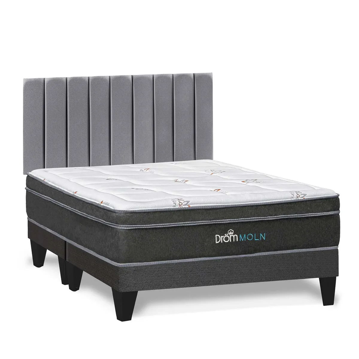 DROM - Dormitorio Europeo Moln King + 2 Almohadas Viscoelásticas y Protector