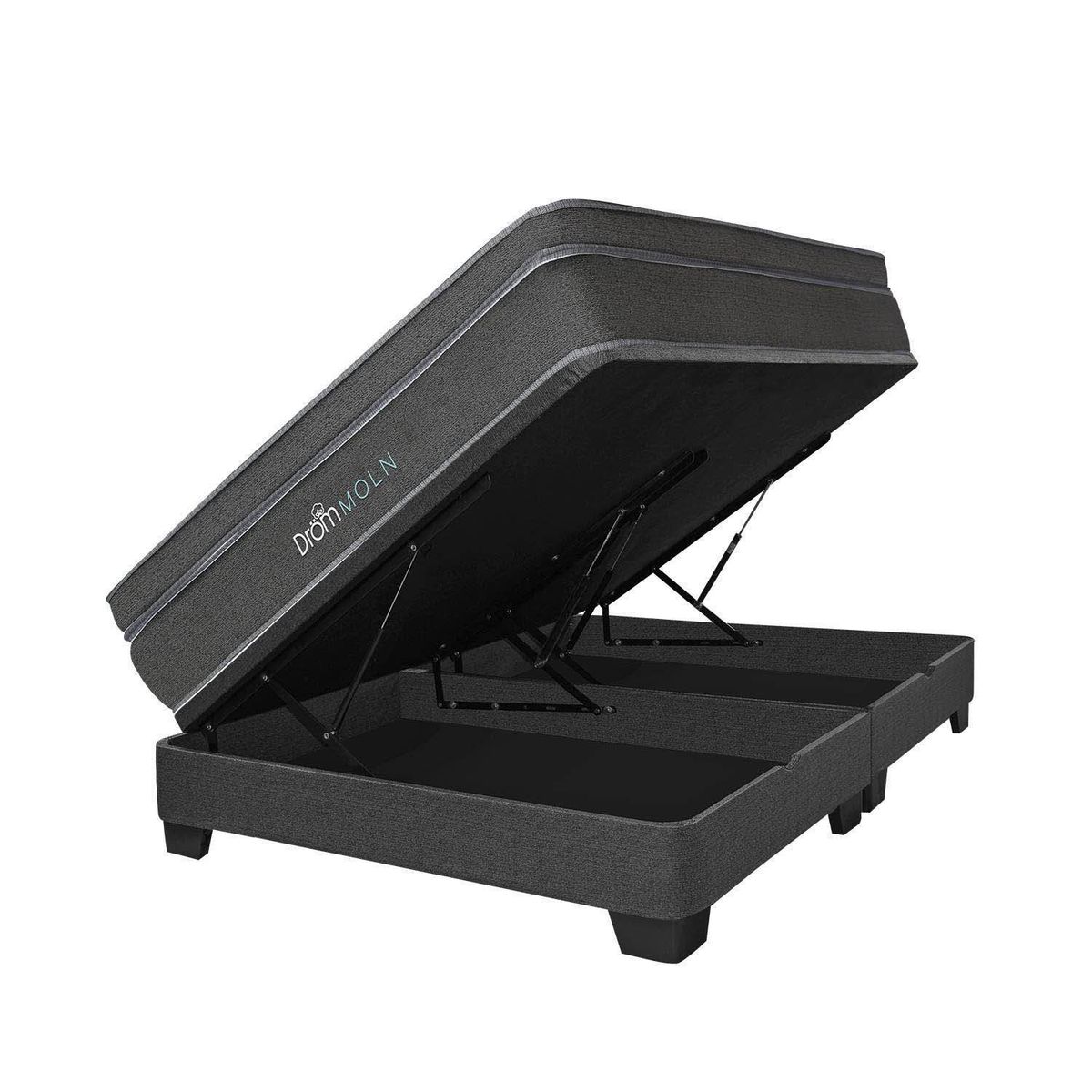 DROM - Cama Boxet Moln Queen + 2 Almohadas Viscoelásticas y Protector