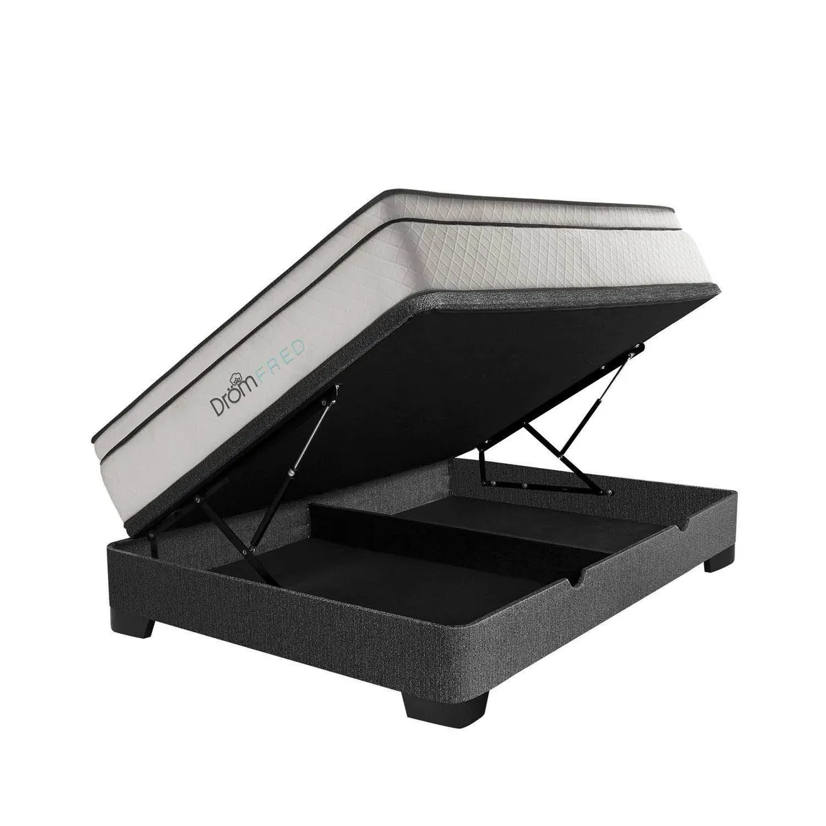 DROM - Cama Boxet Fred 2Plz + 2 Almohadas Viscoelásticas y Protector