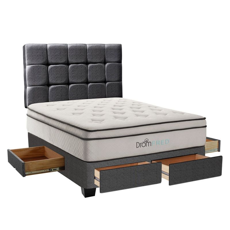 DROM - Dormitorio con Cajones Fred 2 Plz + 2 Almohadas Viscoelásticas + Protector