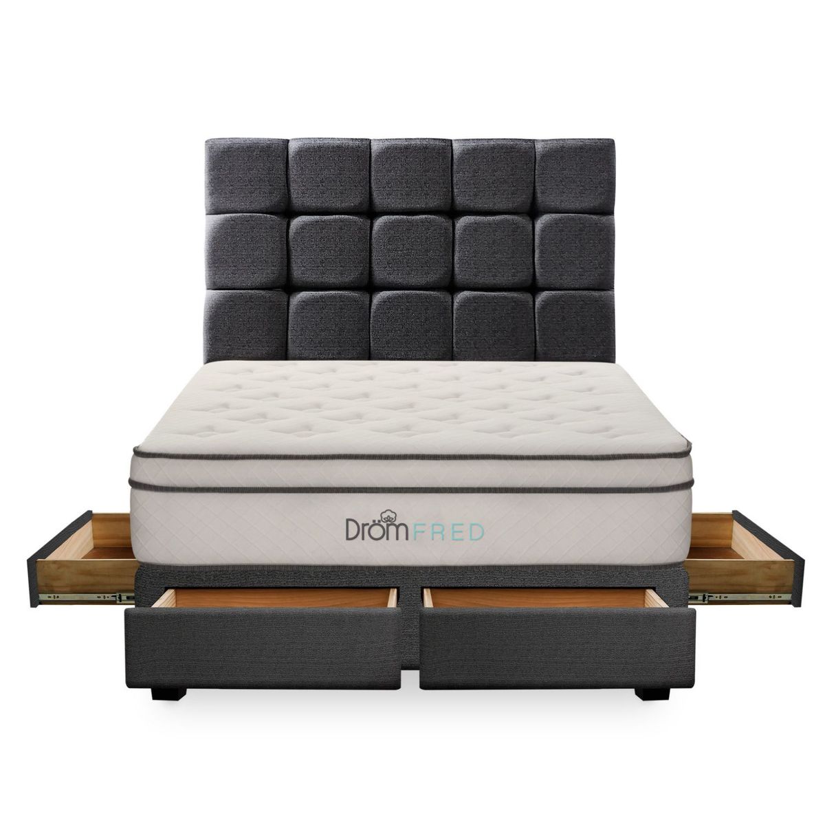 DROM - Dormitorio con Cajones Fred 2 Plz + 2 Almohadas Viscoelásticas + Protector