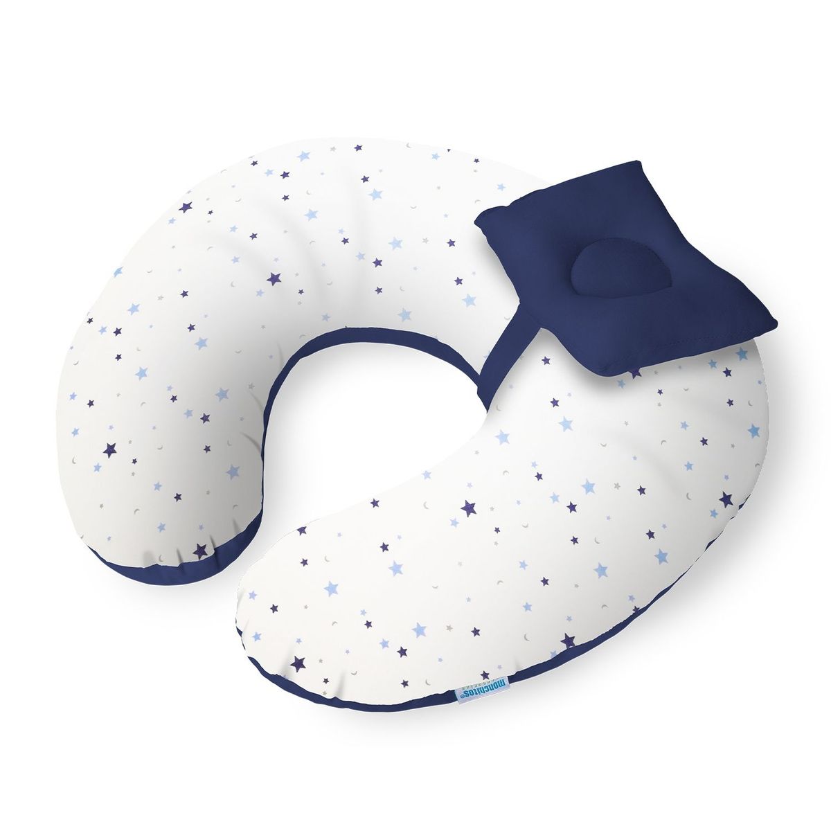 MONCHITOS - Almohada De Lactancia Croissi Pillow Azul Estrellas Monchitos