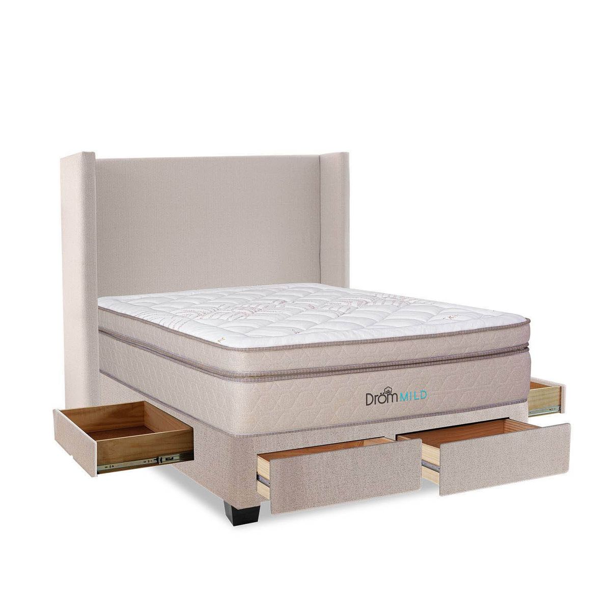 DROM - Dormitorio con Cajones Mild 2 Plz + 2 Almohadas Viscoelásticas + Protector