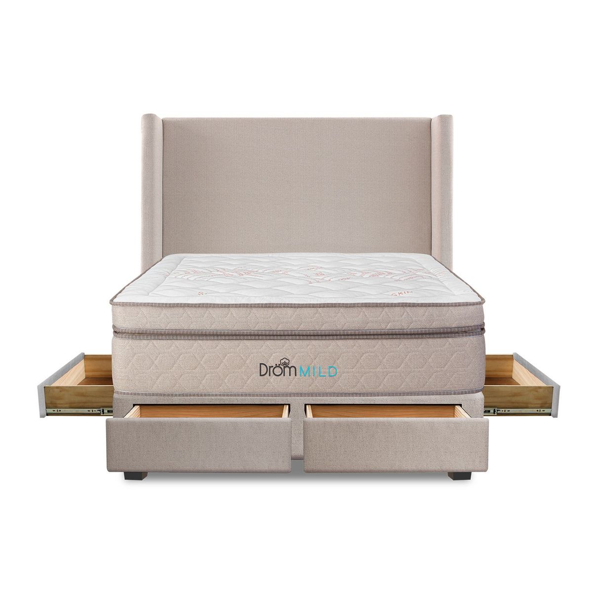 DROM - Dormitorio con Cajones Mild 2 Plz + 2 Almohadas Viscoelásticas + Protector