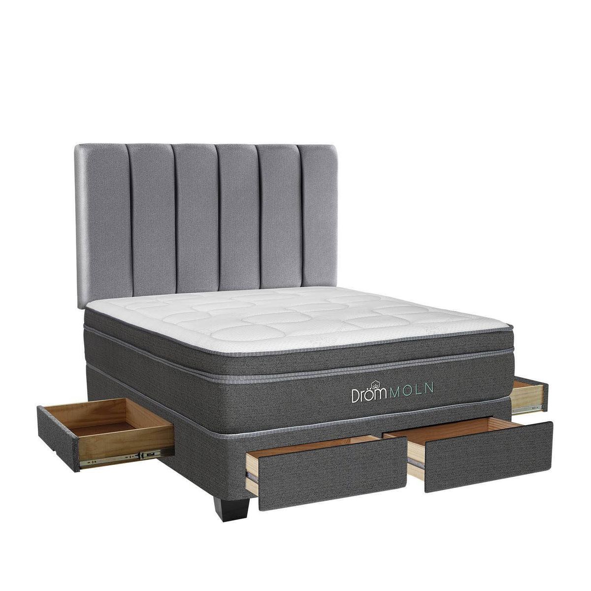 DROM - Dormitorio con Cajones Moln 2Plz + 2 Almohadas Viscoelásticas y Protector