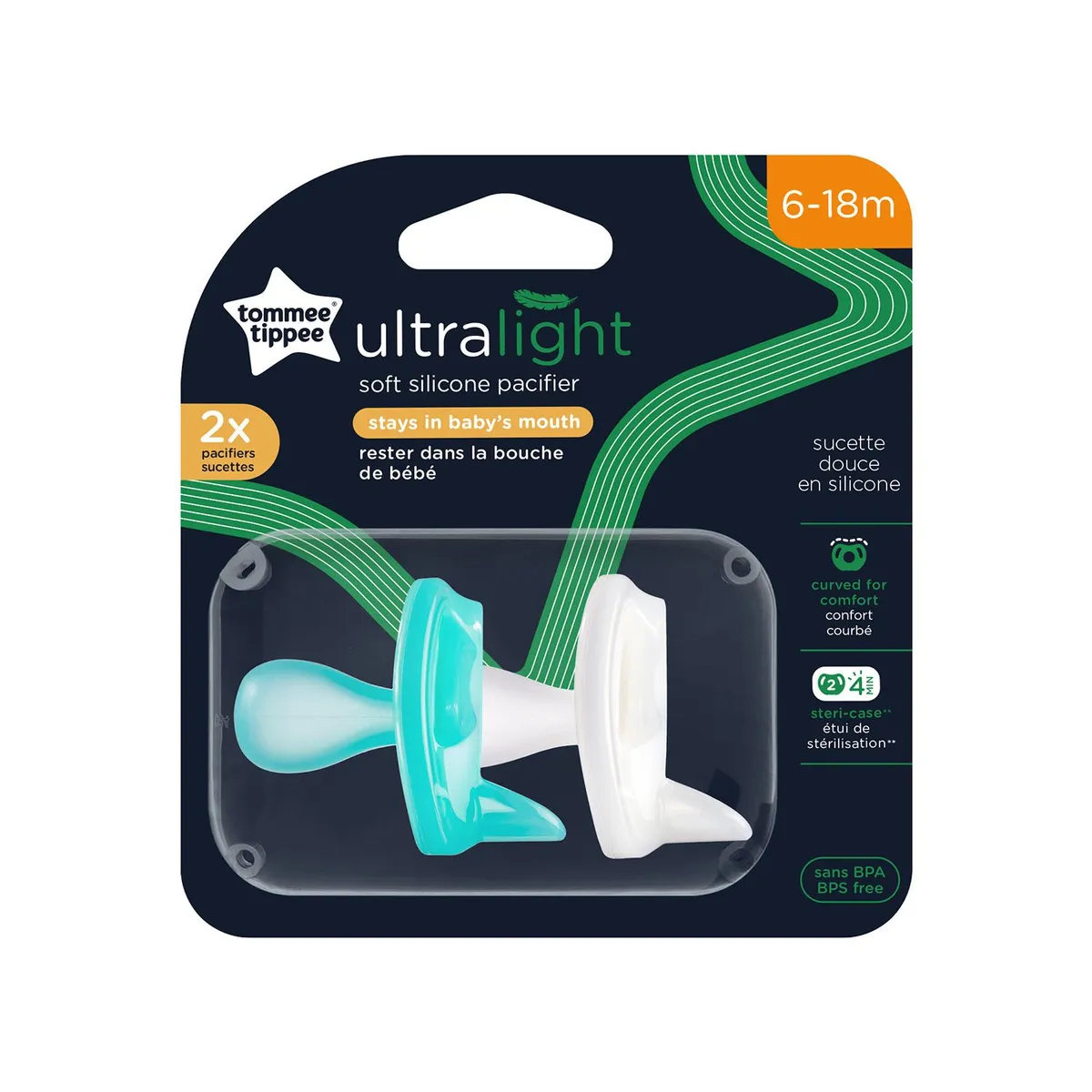 TOMMEE TIPPEE - Pack x2 Chupones Bebe Ultra Light 6-18M