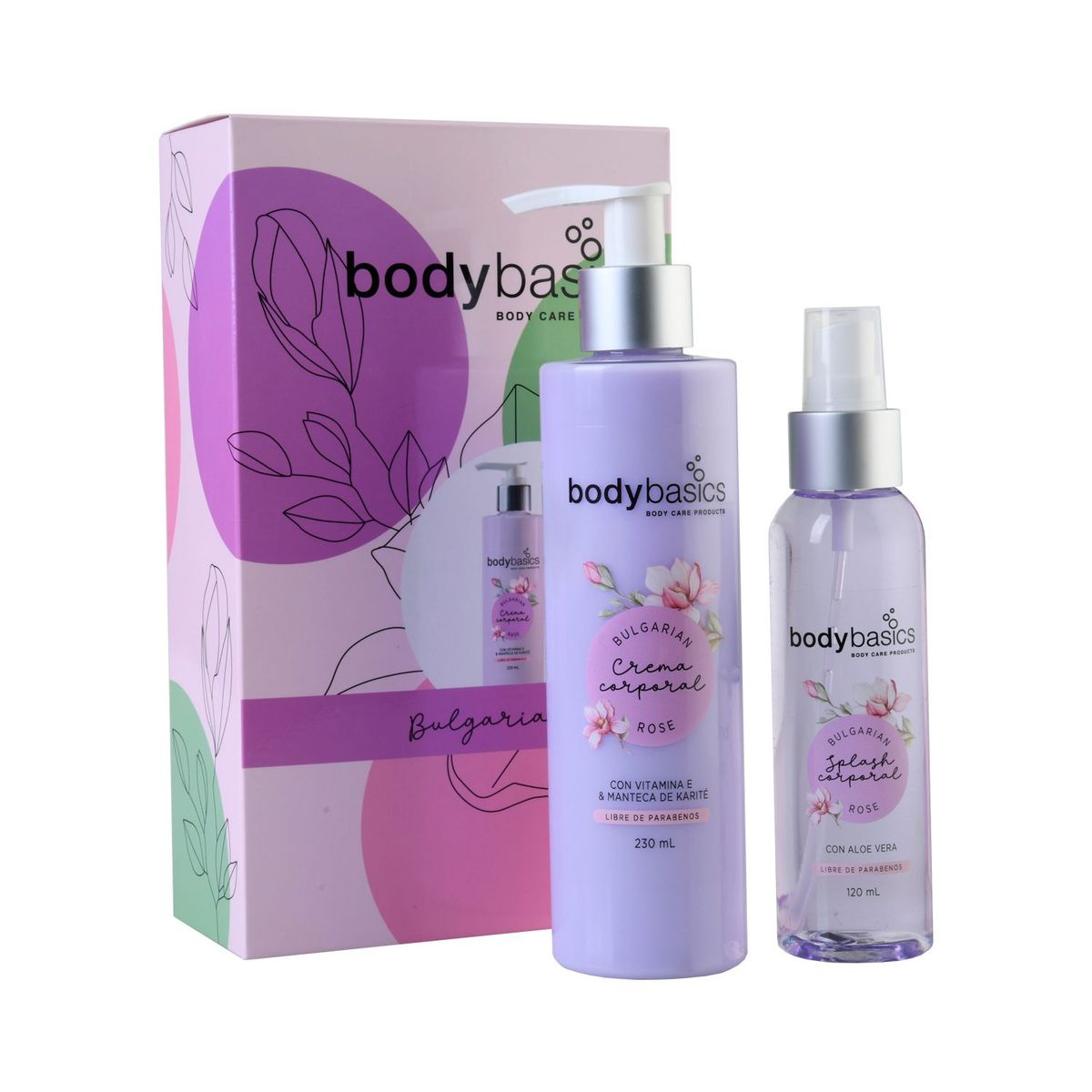 BODYBASICS - Set Crema Corporal 230ml Y Splash Corporal 120ml Aroma Bulgarian Rose Body Basics