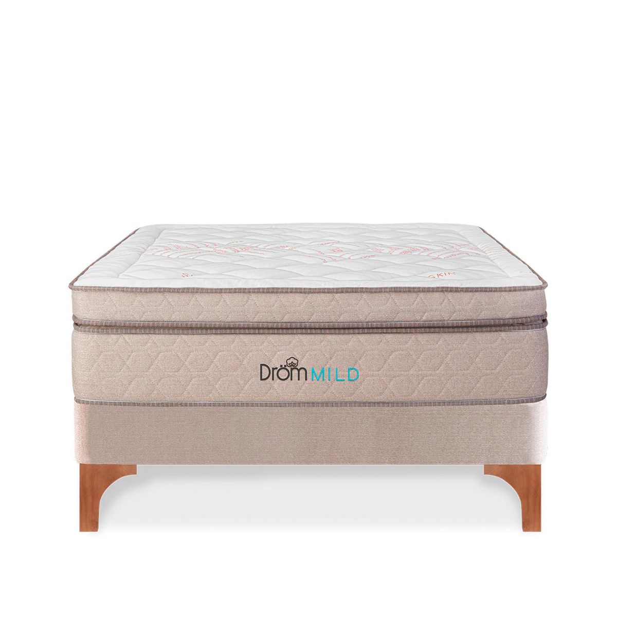 DROM - Cama Europea Mild Queen + 2 Almohadas Viscoelásticas + Protector.